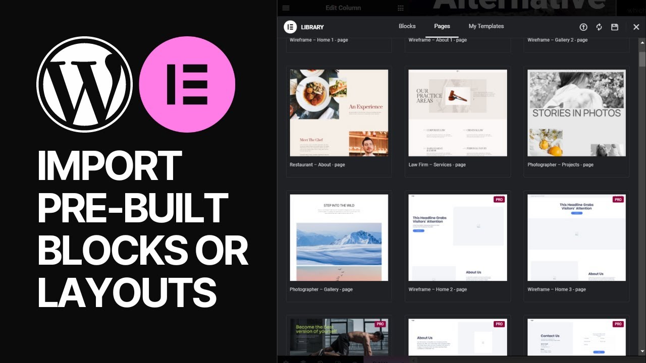 How To Import PreBuilt Pages, Blocks or Layouts in Elementor WordPress