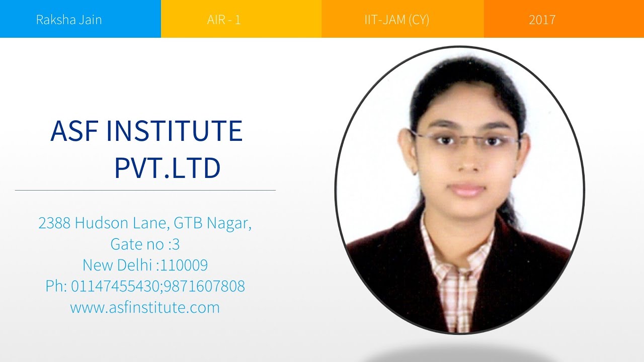 IIT - JAM 2017 AIR-1 Raksha JAIN - YouTube