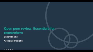 Open Peer Review: Essentials for Researchers