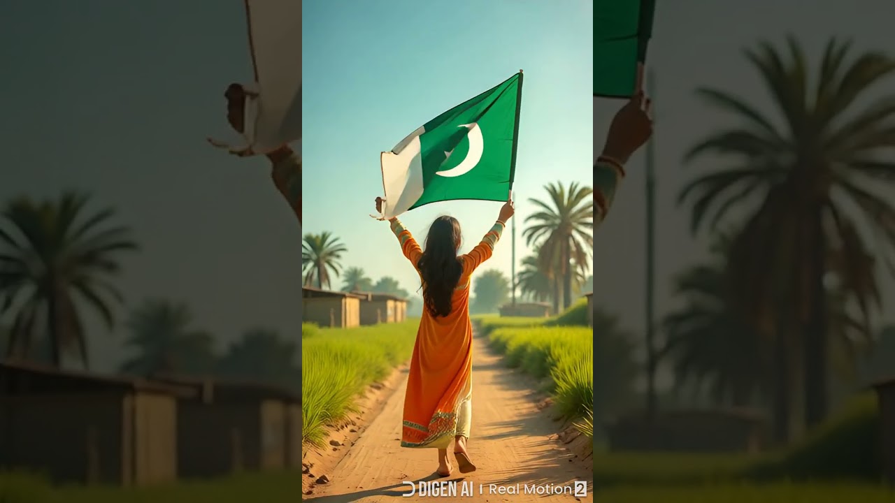 🔥 23-Year-Old Pakistani Girl Holding Flag | Village Cinematic Scene