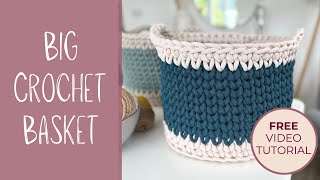 How to Crochet an XL Basket with Handles | Step-by-Step Tutorial 🧺