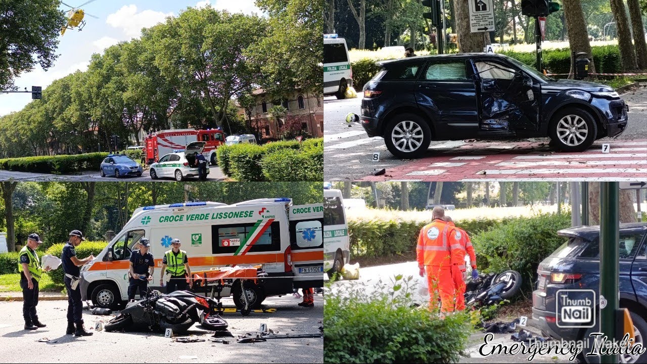 Gravissimo incidente stradale a Monza, decollo elisoccorso + arrivo automezzi di soccorso