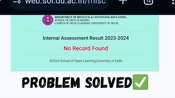 DU SOL Internal Assessment: "No Record Found" FIXED (2024) | Easy Steps!