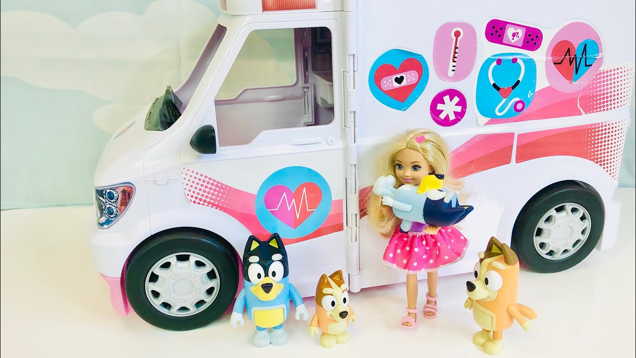 BLUEY Gets Hurt 🚑 BARBIE Ambulance Pet Vet Van Hospital Visit YouTube