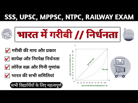 भारत में गरीबी/निर्धनता || सापेक्ष और निरपेक्ष निर्धनता || लोरेंज वक्र और गिनी गुणांक विधि || माप