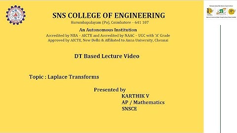 DT Based Lecture Video | Complex Analysis and Laplace Transforms | SNS Institutions