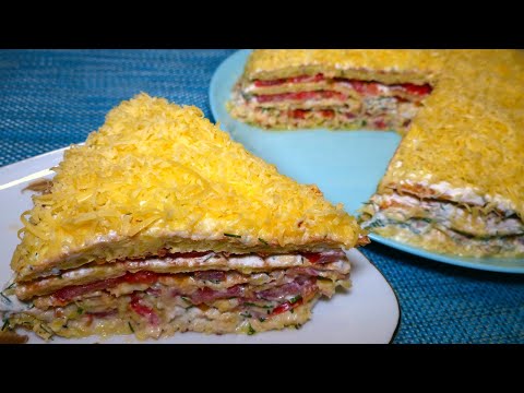 Zucchini cake with tomatoes🍅. Delicious snack in 30 minutes