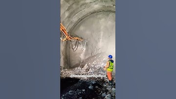 Concrete spraying being done for providing primary support to tunnel. #miningengineering #shotcrete