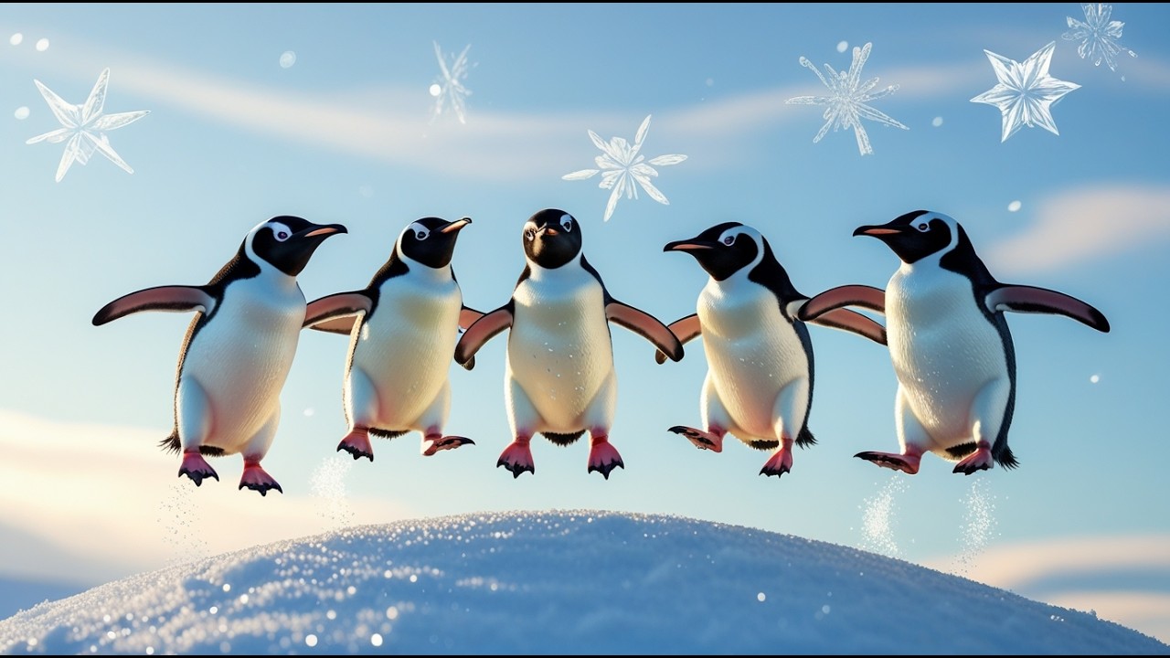 🐧🎶 Five Little Penguin Jump Jump Song for Kids | Counting Nursery Rhyme ...