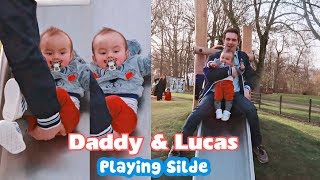 baby lucas Cute Baby and Daddy Playing Slide - Cute Baby Video