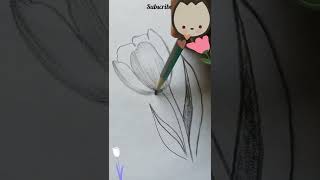 How to draw Tulip Flower 🌷 || easy tulip drawing #shorts