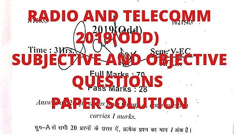 Radio and Telecommunication 2019(ODD) 5th Semester Electronics Engg Paper Solution