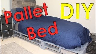 Pallet Bed Frame - Easy DIY Pallet Projects My son was needed a new mattress and we decided to upgrade his complete setup with 