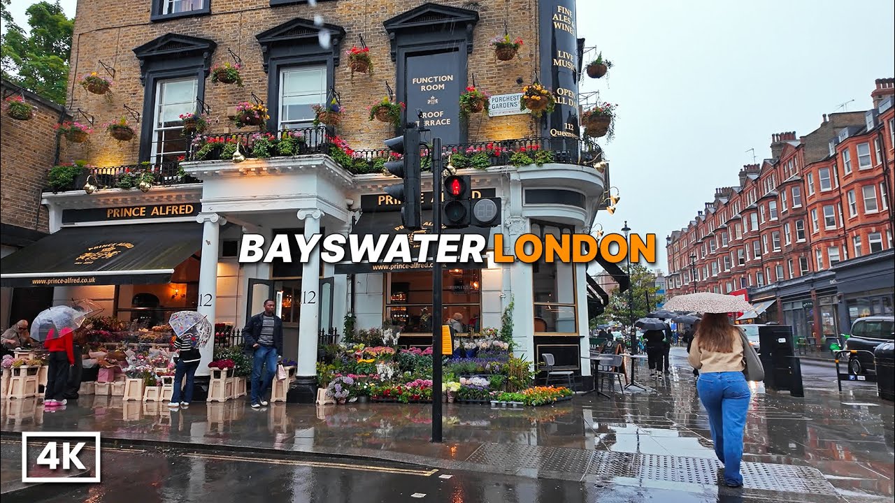 Rainy London Walk 🌧️ | Exploring Bayswater on a Moody Saturday Afternoon | 4K Urban Walk