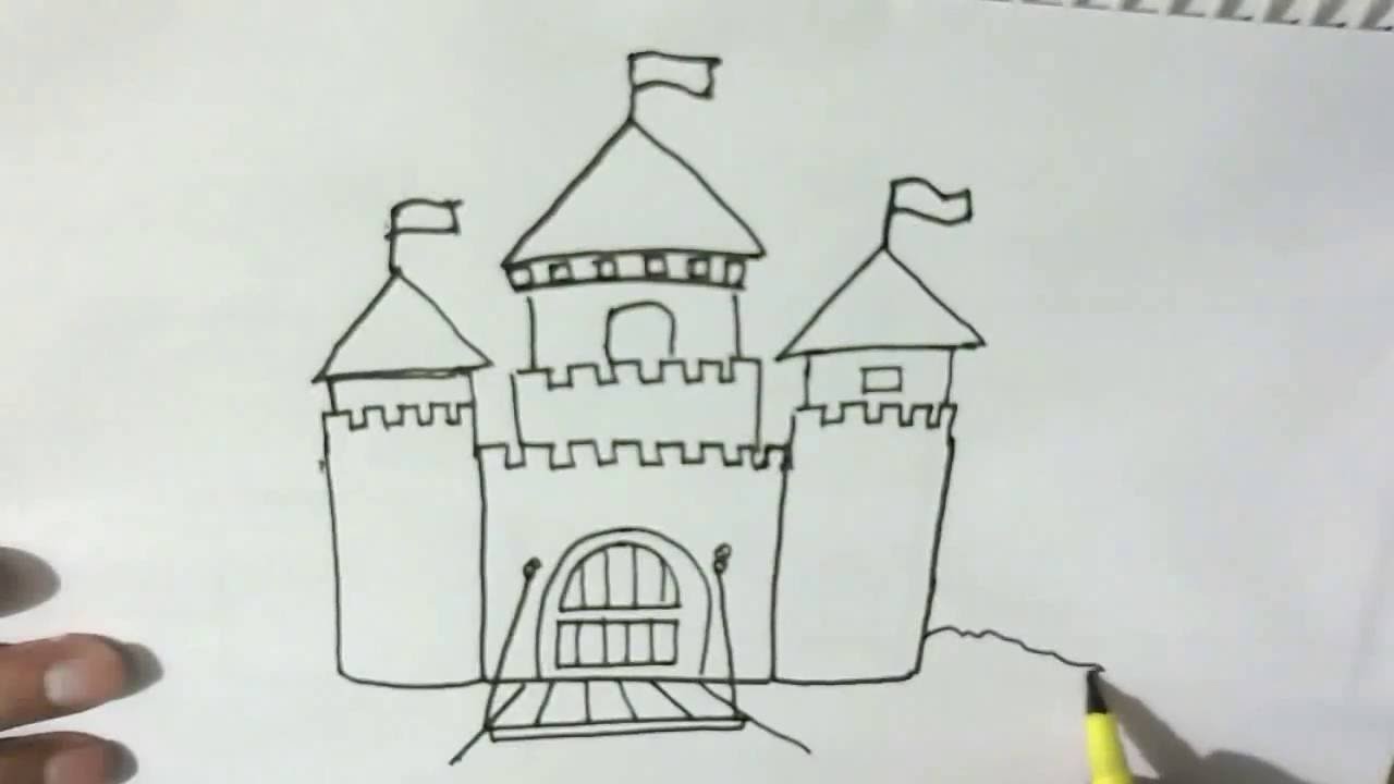 How to draw a Castle in easy steps for children kids