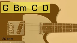 Video thumbnail of "Guitar backing track (G-Bm-C-D) | Indie alternative rock | Overdrive guitar tone (120 bpm)"