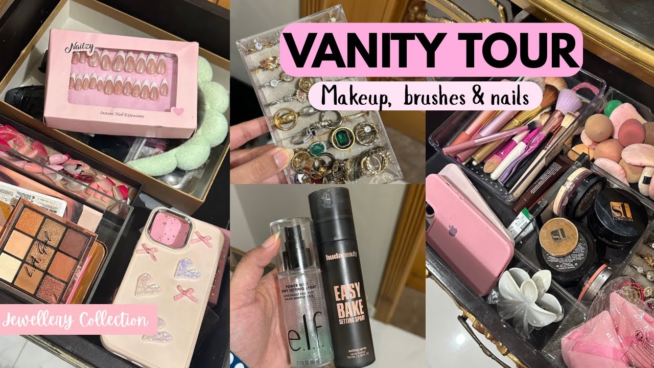 Makeup Vanity Tour | Brushes, nails & skincare 