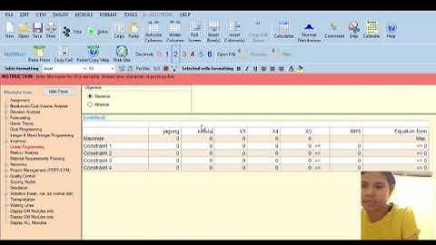UAS  Riset Operasi Linear Programming menggunakan Aplikasi POM-QM (Januaria Lanita klau :12200003)