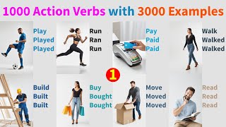 1000 English Action Verbs Vocabulary with 3000 phrases, Common Action Verbs in English with Picture