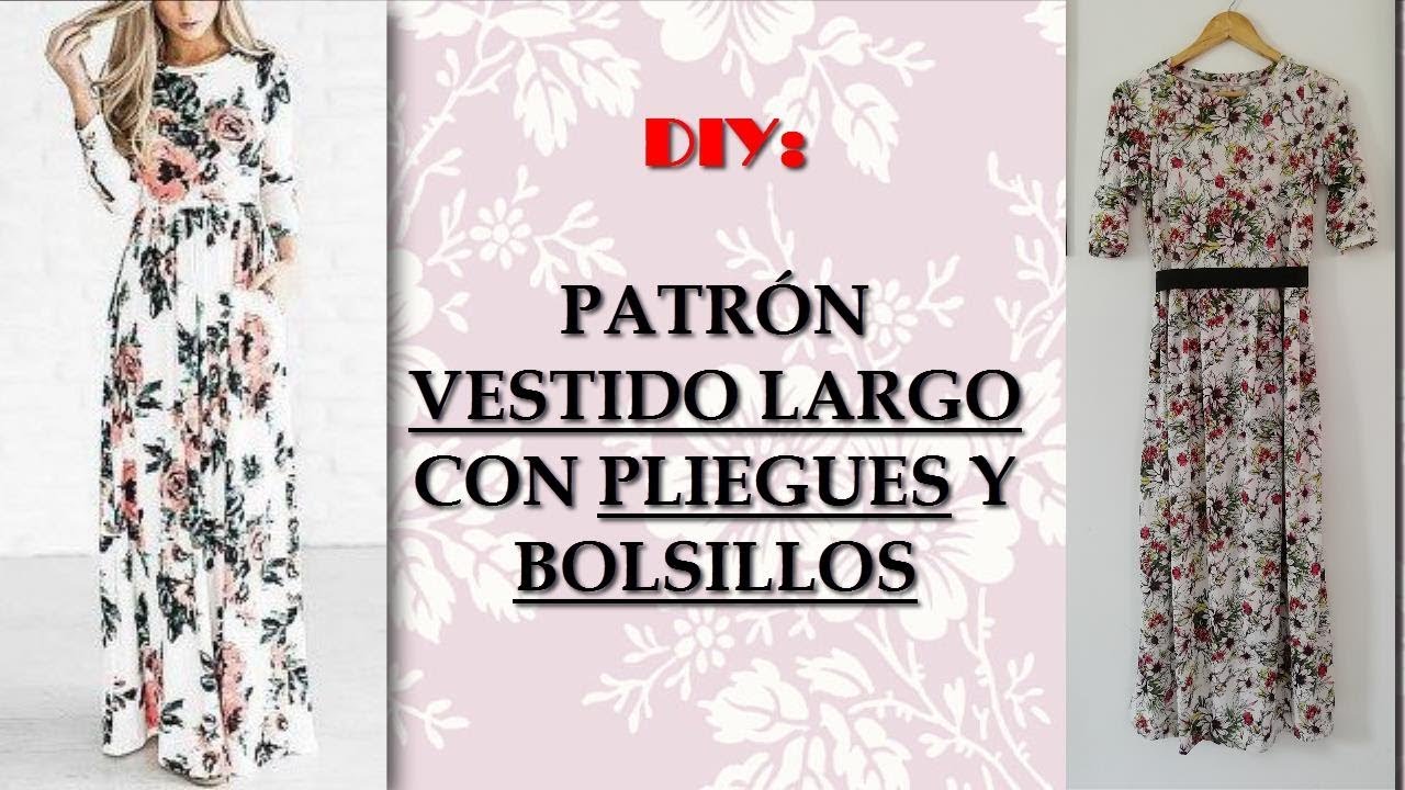 TRAZO DE VESTIDO LARGO BOLSILLOS *Tip 📝 para sacar pliegues cuando hay poca tela - YouTube