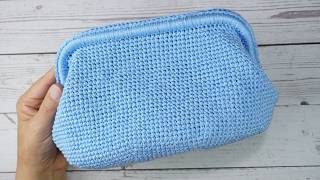 BOLSO CON BOQUILLA BOCA DE LOBO EN CROCHET  PASO A PASO
