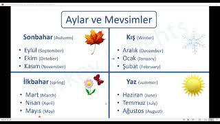 3 - Days, Months & Seasons - الأيام، الأشهر، والفصول باللغة التركية
