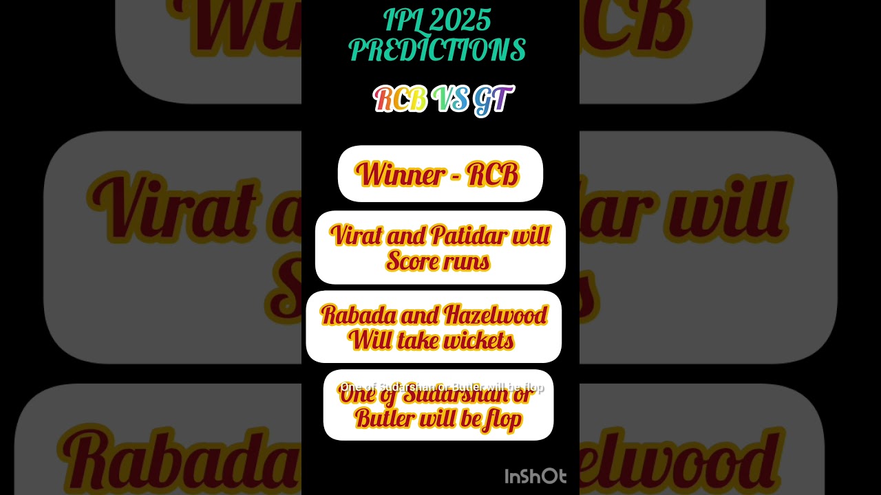Ipl 2025 predictions l RCB vs GT l 
