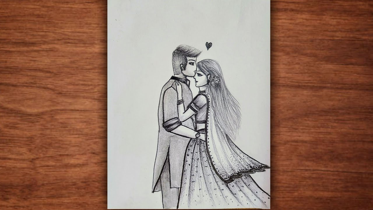 How to draw a romantic couple with pencil ll Happy kiss day drawing