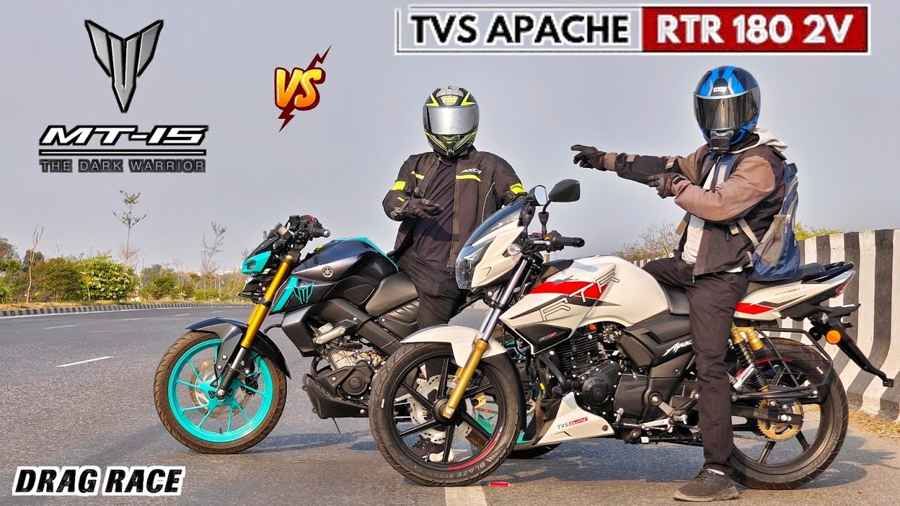 TVS Apache RTR 180 2V Vs Yamaha MT 15 | Drag Race | Race Till Thier Potential 😱