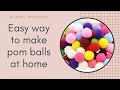 DIY how to make mini yarn pompoms with a fork | Easy way to make pom balls at home