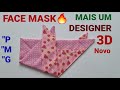 NOVA MÁSCARA 3D FÁCIL DESIGN DE TECIDO🔥FACE MASK SEM DESPERDÍCIO E ORIGAMI COSTURA RÁPIDA PRA ÓCULOS