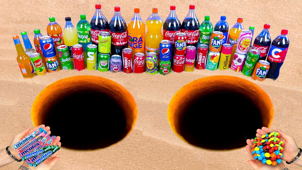 EXPERIMENT: Big Toothpaste Eruption from Fanta, Pepsi, Giant Coca-Cola ...