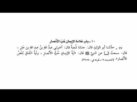 17 حديث اية الايمان حب الانصار صحيح البخاري