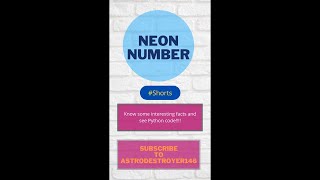 How can you tell whether a Number is a Neon Number or not - By writing a Python Script!! #Shorts