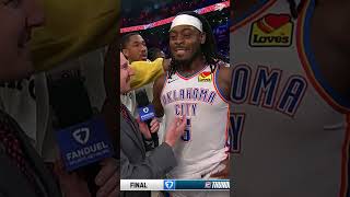 Everyone went all in 🤝 // Lu checks in with Nick Gallo after tonight's win 🎙️