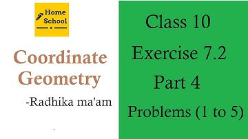 Coordinate Geometry | Class 10 | Part -4 | Exercise 7.2 Problems(1 to 5)
