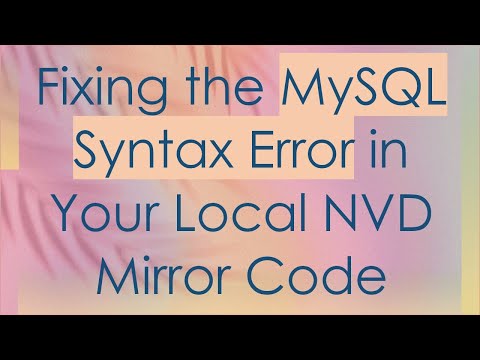 Fixing the MySQL