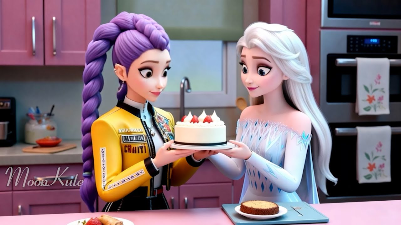 Kuku Rumi Rumi and Elsa makes cake together ! - YouTube