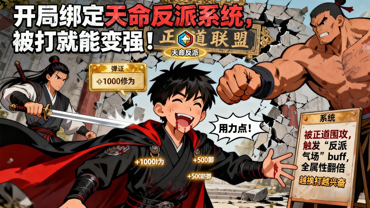 顾尘沙得到了一个“天命反派系统”，只要被天命之子打败，就能夺取对方气运，获得奖励。 于是，他开始处心积虑地当一个合格的反派。 天命之子缺功法，他立刻送上家传绝学（删减版）。