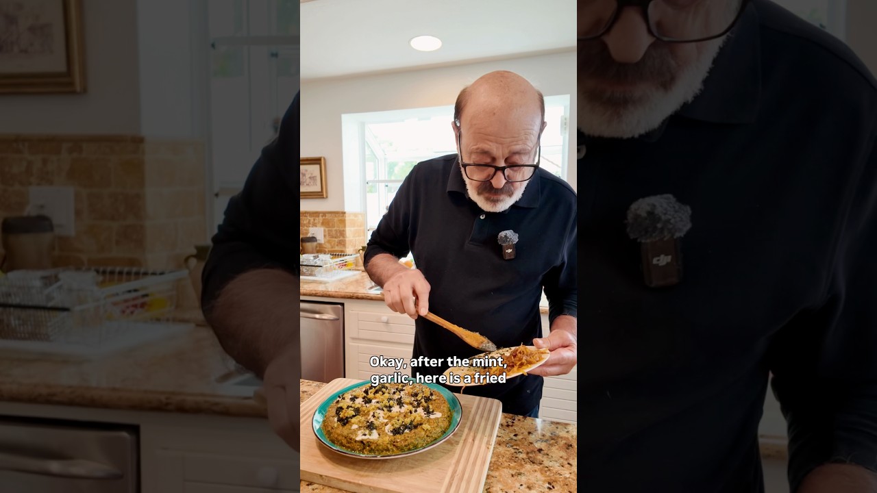 Decorating one of my favorite dishes - Kashke Badamjan (Persian EggplantSpread) #iranianfood