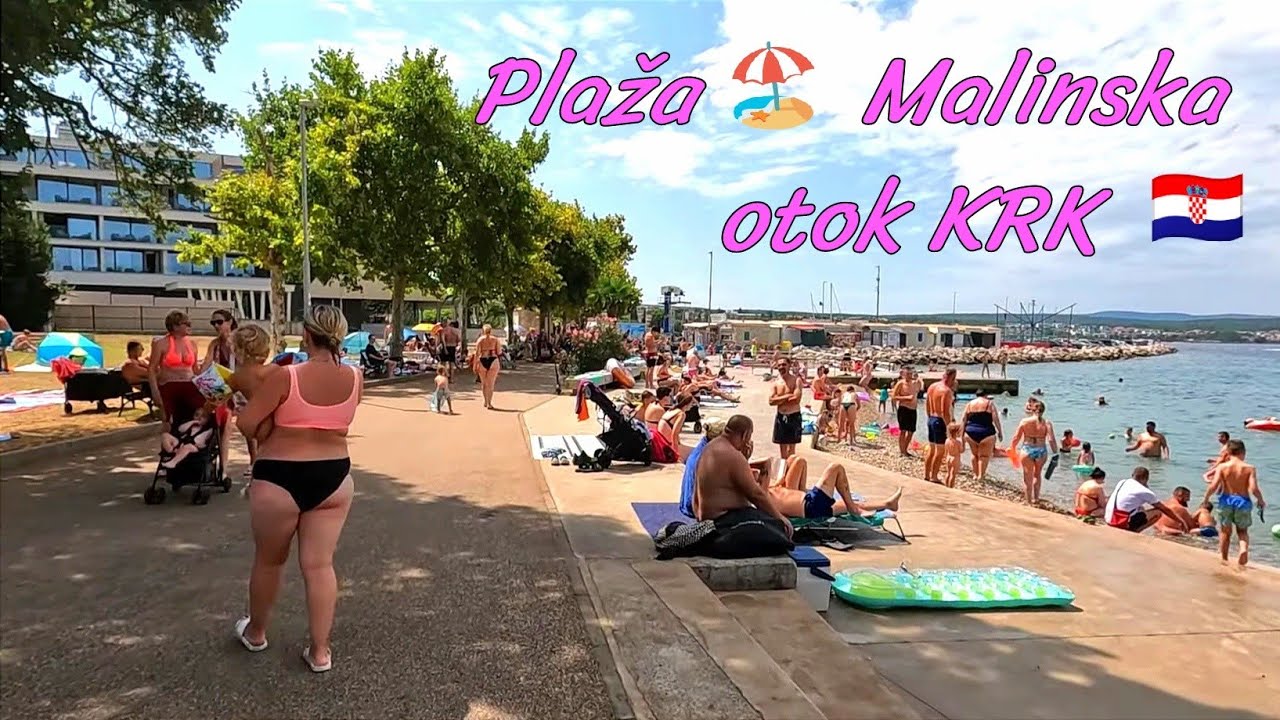 Plaža 🏖️ Malinska ☀️ Otok Krk  🇭🇷 Croatia 🏖️ Beach