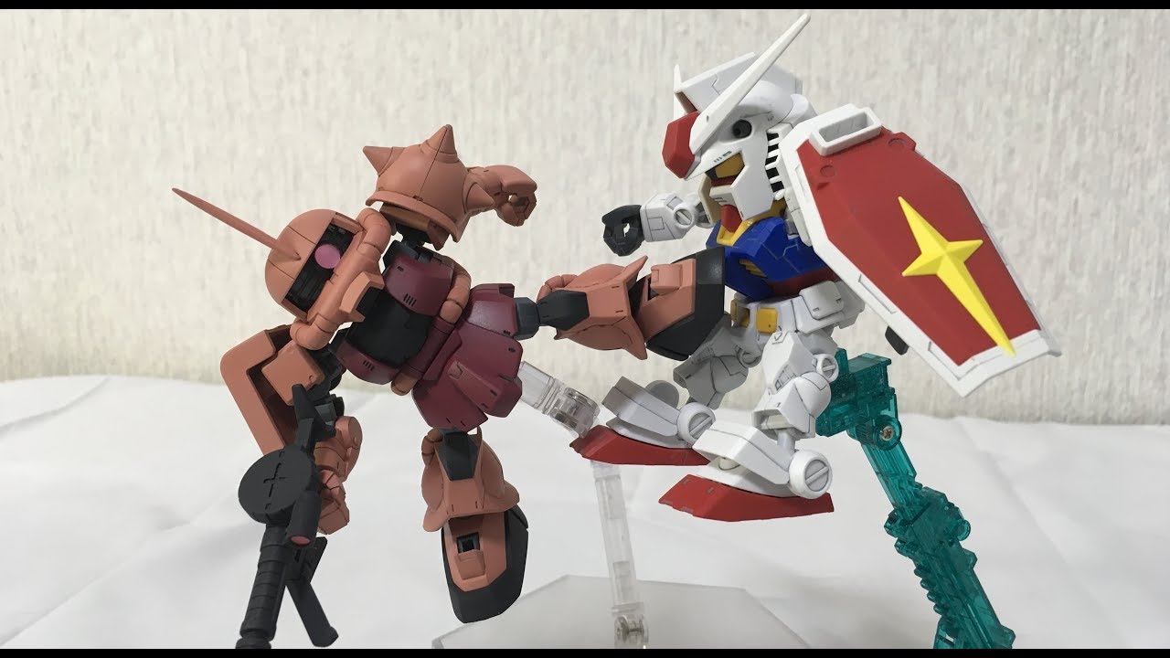 シャアザクにしてみた Sdガンダム クロスシルエット ザク Ms 06s シャア専用 クロスシルエットフレーム 組立 スミ入れ 可動範囲 Csフレーム 名シーン再現 Youtube