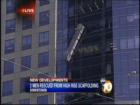Window Washer Duo Dangles from Building - 2009 Emm...