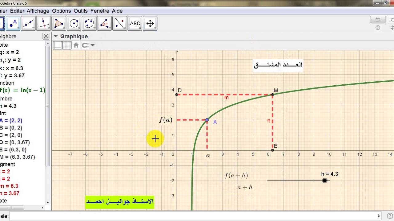 تعريــــف العــــدد المشتـــــق بجيوجبـــــرا .