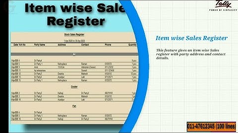 Item Wise Sales Register in Tally / Advanced Sales Register for tally||tally customization||