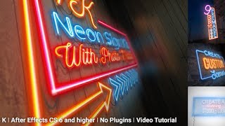 Neon Sign Kit With Photo Motion | After Effects Template | Titles