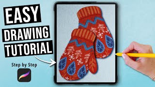 How to Draw Winter Gloves step by step | Procreate Tutorial | Digital Art - iPad illustration @Siakula