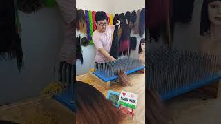 African Synthetic wig making, pre-processing: color mixing. Wig making skills. Handmade. (569)