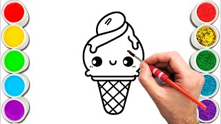 Ice Cream Drawing, Painting & Coloring For Kids and Toddlers_ Child Art