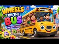 Wheels on the Bus Adventure 🌈 | Kids Songs | Colorful 3D Cartoon 